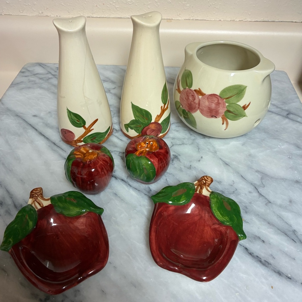 Vintage Franciscan Apple Hand-Painted Ceramic  Serveware Set